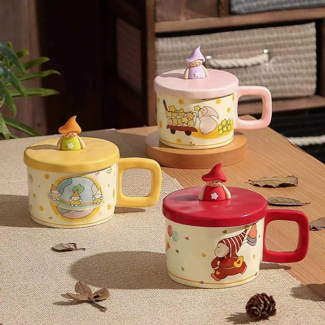 Cute Cartoon Star Ceramic g With Lid - Large Capacity Couple-Friendly Cup High-End Coffee/Water g Perfect Gift H251215