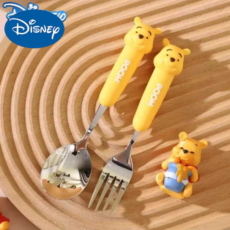 Disney Lotso Winnie the Pooh Cute Personalized Creative Cartoon Pattern Simple Fashion Portable Stainless Steel Fork Spoon Set H251215