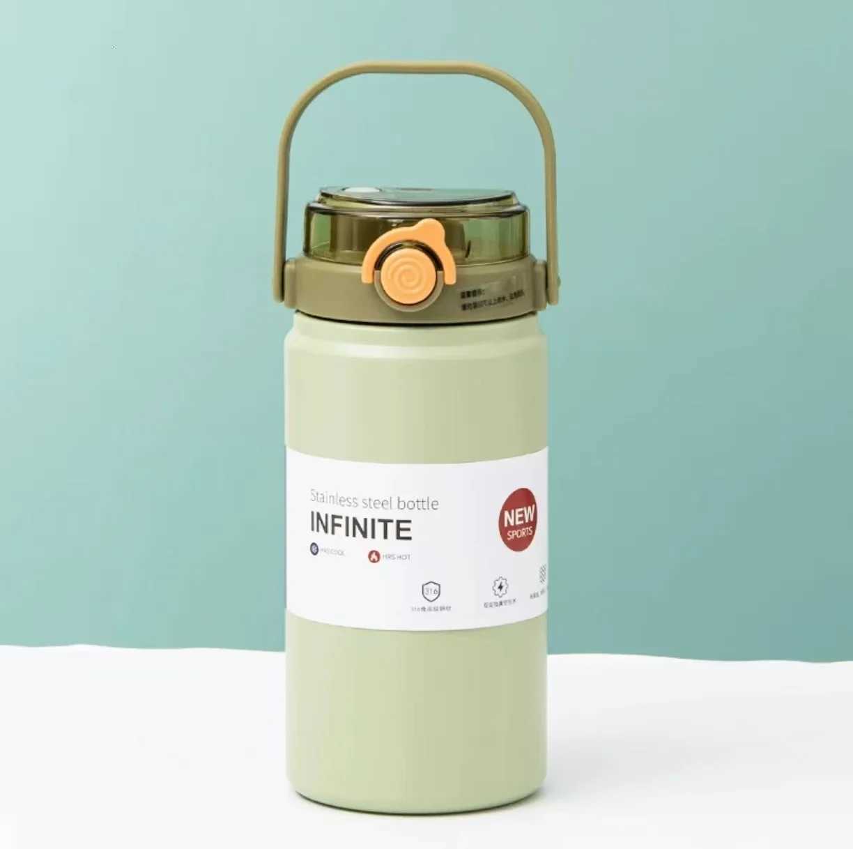 New simple and large-capacity 316 handle thermos cup for outdoor mountaineering and sports with dual drinking cups H251215