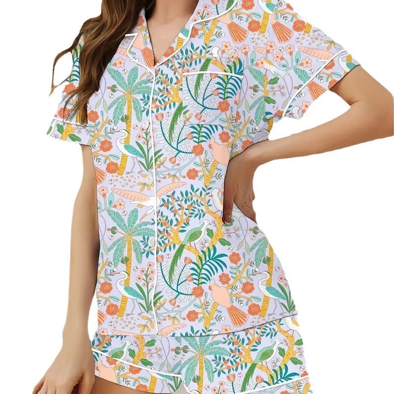 New Pajamas Sweet and Cute Digital Printing Short Sleeve Home Clothes Set 2024 Autumn New Printing POD Customization