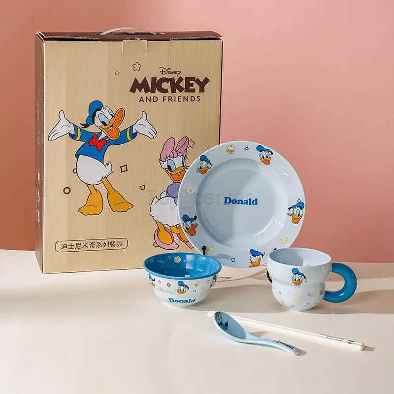 Disney Kawaii Cutlery Set Mickey Anime Cute Dinner Plate Rice Bowl Dishes and Dishes Gift Box Cartoon Disc Dessert Plate Gift Wholesale H251215