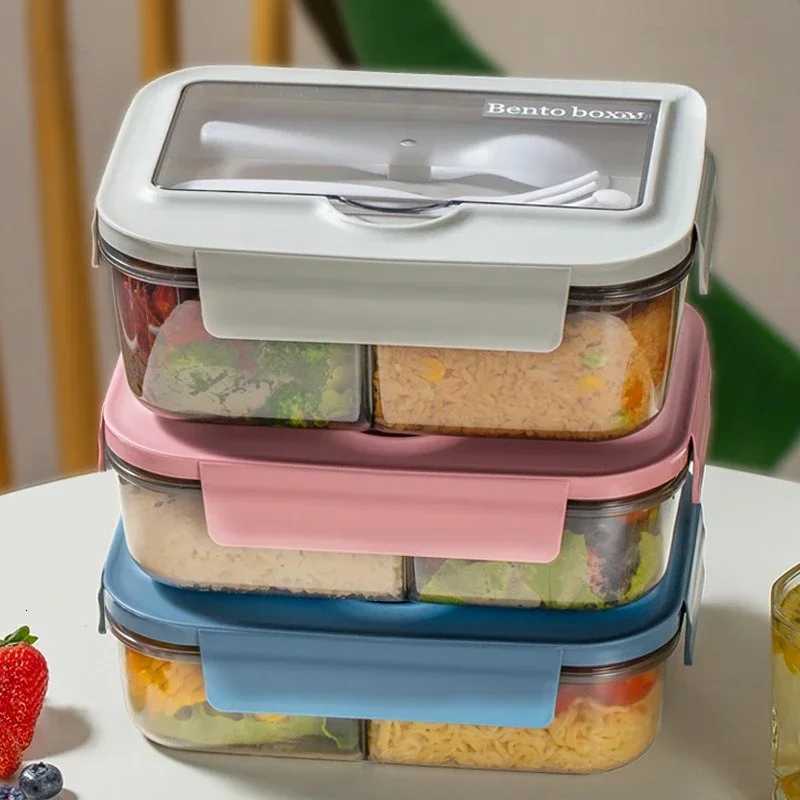 Lunch Box with Tableware for Off Workers Square Divided Microwave Oven Bento Box Leakproof Food Container for Picnic Camping H251213