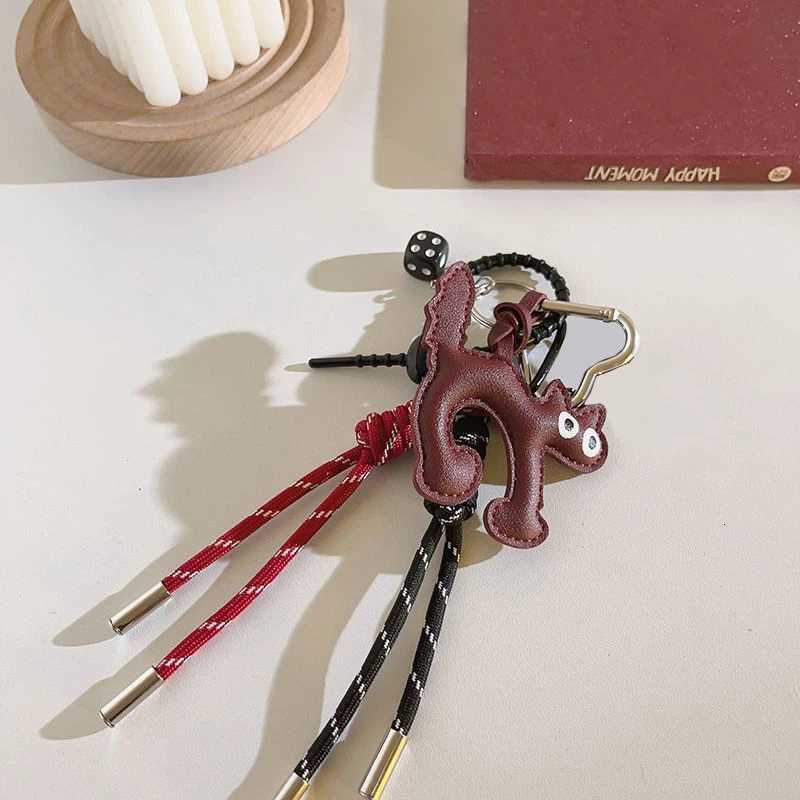 Cute Leather Pendant Hanging Woven Rope Decoration Couple Multifunctional Keychain Couple Gifts M251215