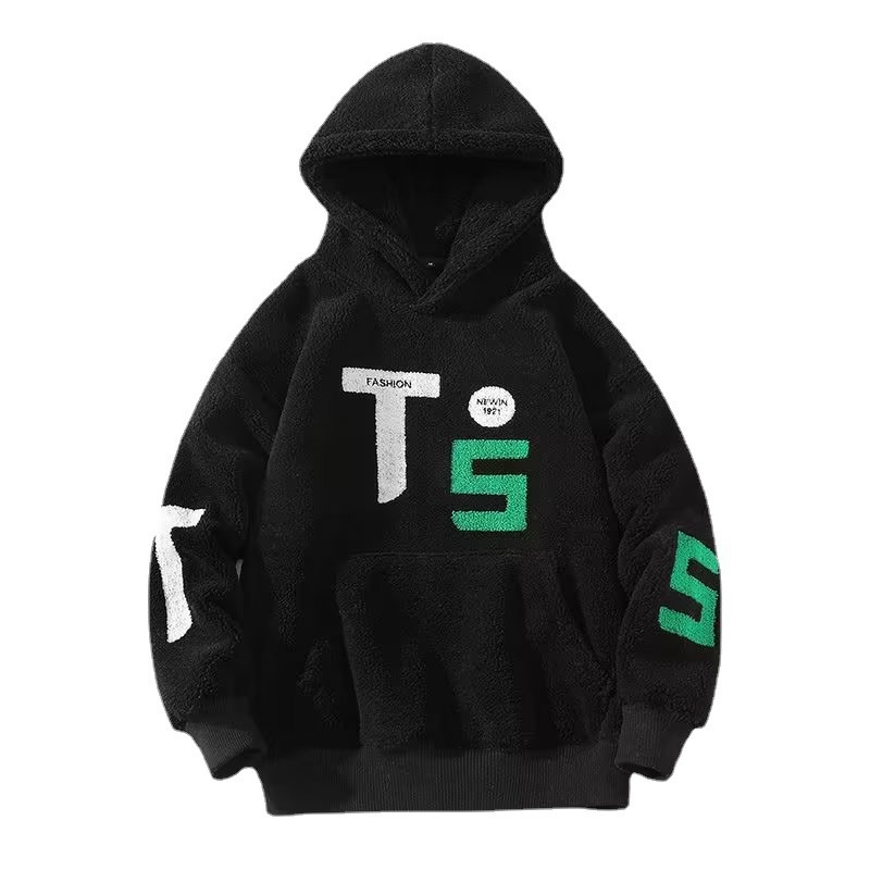 Autumn/Winter Classic Minimalist Fleece-Lined Hoodie for Men & Teens - Fashionable Versatile Sherpa-Lined Warm Sweatshirt