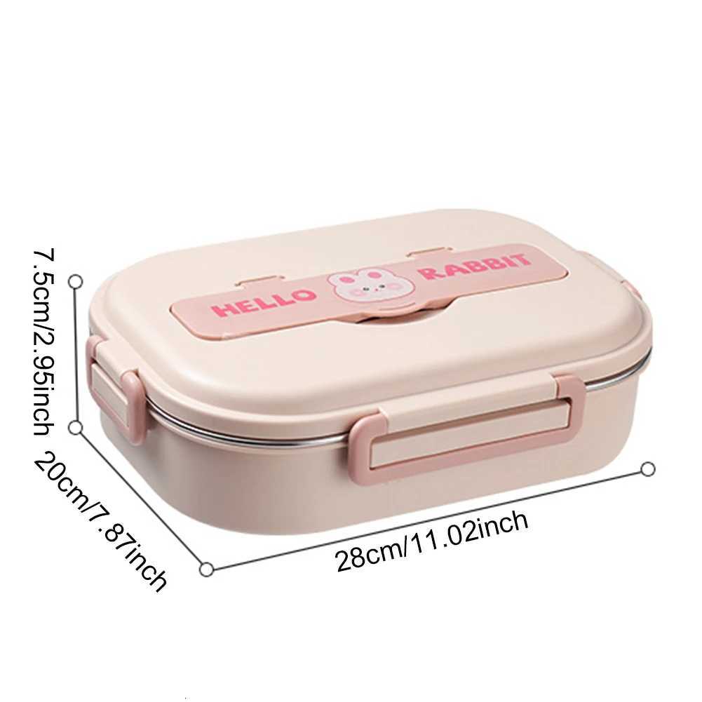 Stainless Steel Bento Box Microwave Safe 850/1500ml Leakproof Sed Food Container Easy To Clean Rabbit 2/4/5 Grids for Lunch H251213