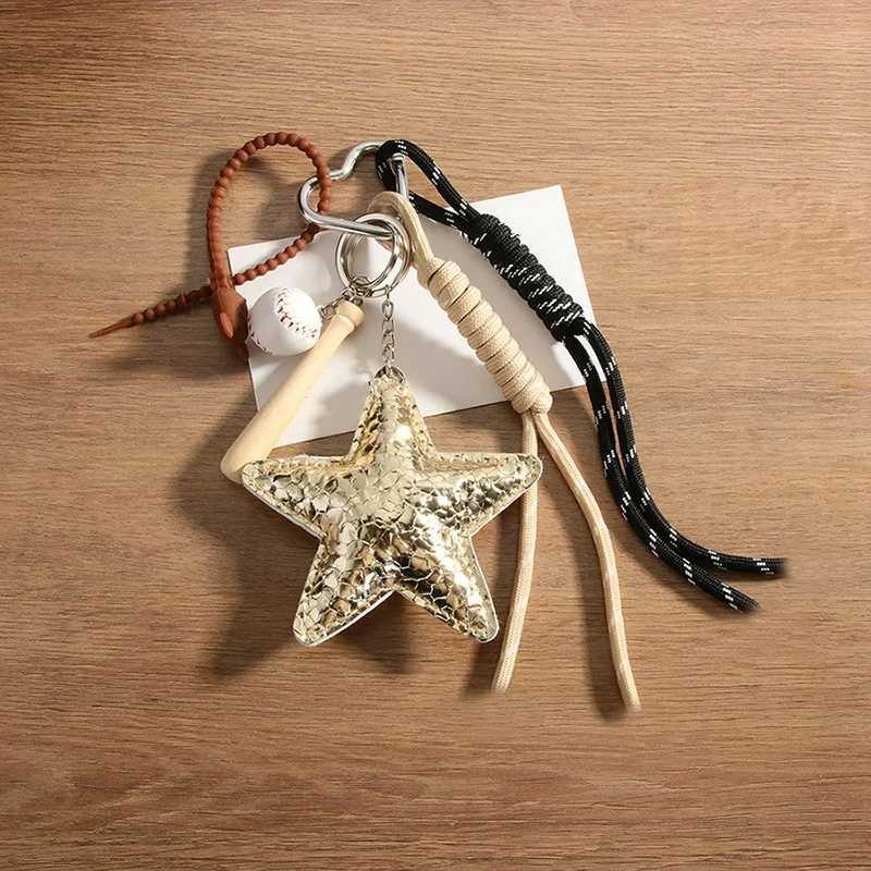 New Leather Star Bag Pendant Premium Star Puppy Braid Rope Pendant Creative Print Versatile Keychain Pendant M251215