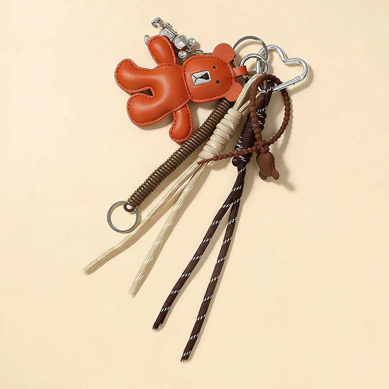 1 Piece Leather Little Bear Woven Rope Backpack Pendant Decoration Fashion DIY Keychain Bag Accessories M251215