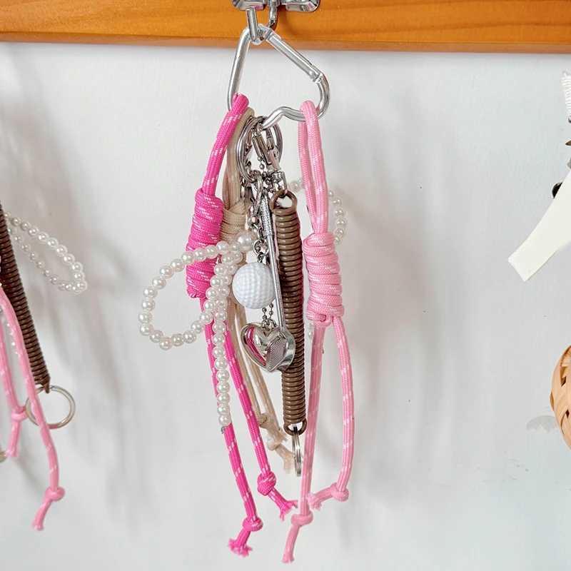 Keychain DIY Creative Weaving Rope Pendant White Bowknot Heart Bag Decoration Women s Gifts Handmade Jewelry Ornament M251215