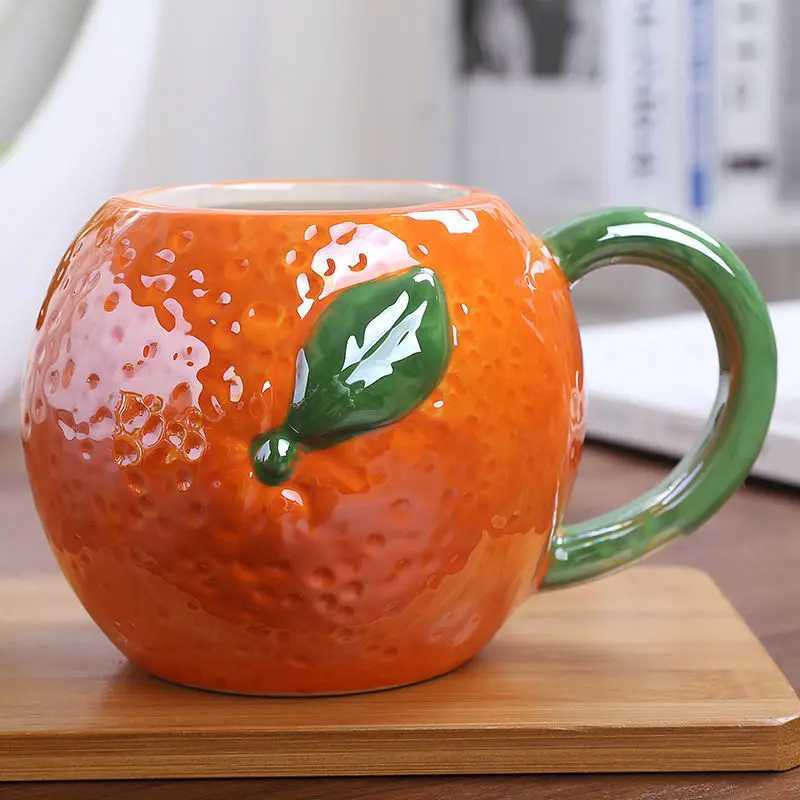 Creative Ceramic Strawberry Pumpkin Pineapple Coffee Cup Kids Fruit g He Off Breakfast Milk Drink g Birthday Gift New H251215