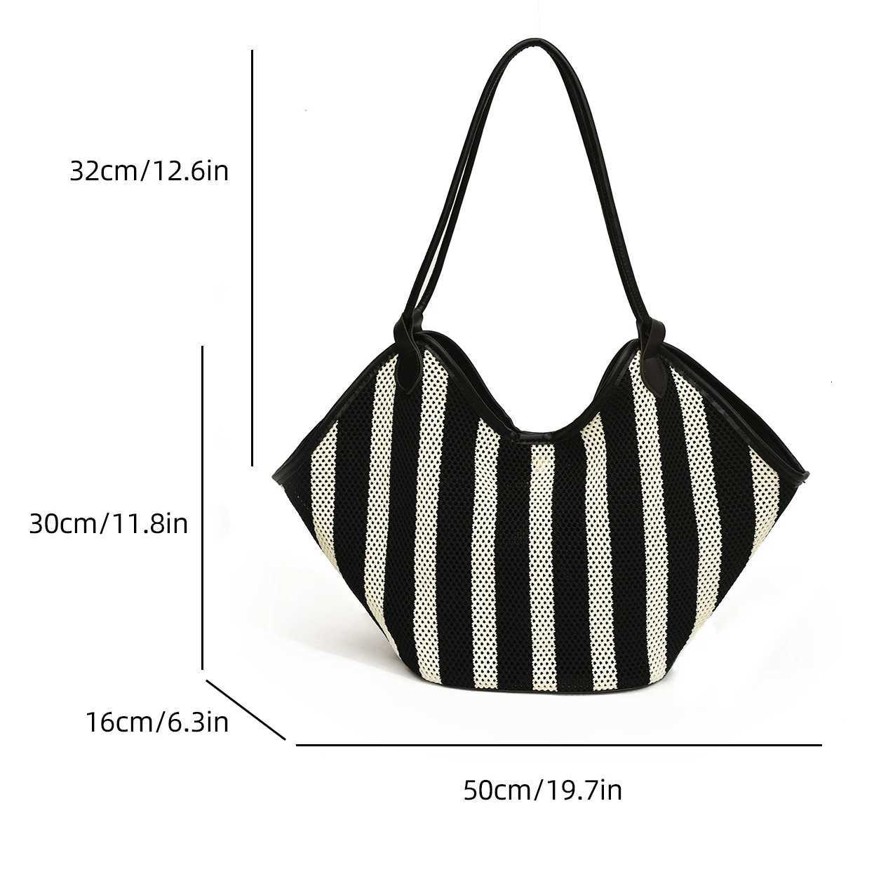 Oversize Storage Shopping Bag For Women 2024 Summer Straw Beach Bag Large Capacity Basket Shopper Bag Designer Striped Handbag Z251215