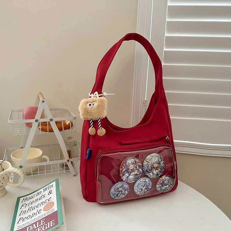 Portable Japanese Style Transparent Ita Bag for Women Large Capacity Canvas Tote Bag Casual PVC Lolita Handbag DailyT251215