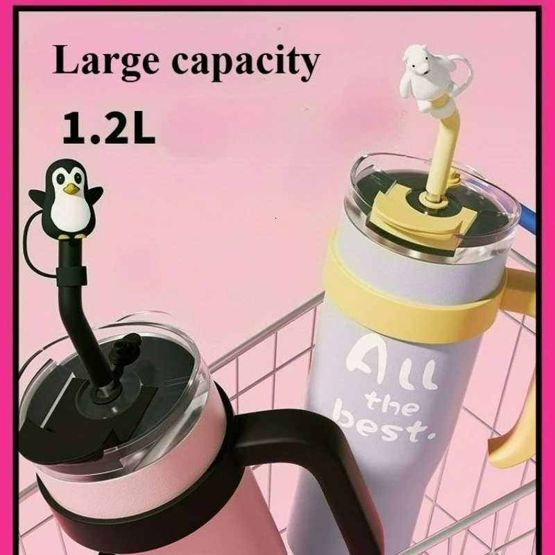 1200ml Large-capacity Insulated Cup Stainless Steel Double-layer Mug Straw American Coffee Cup Travel Water Cup with Handle H251215