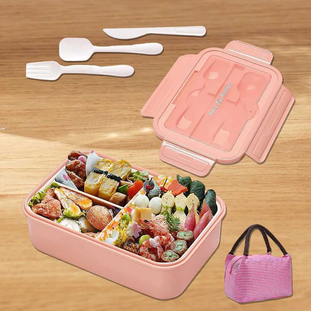 3 Grids Microwave Plastic Lunch Box Portable Detachable Fruit Bento Box Stackable Food Container For School Travel Off Picnic H251213