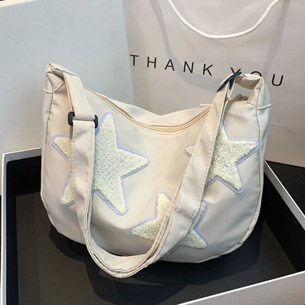 Women Star Shoulder Bag Versatile Crossbody Sling Bag Adjustable Strap Pentagram Satchel Bag Zipper Tote Bag Student Book BagT251215