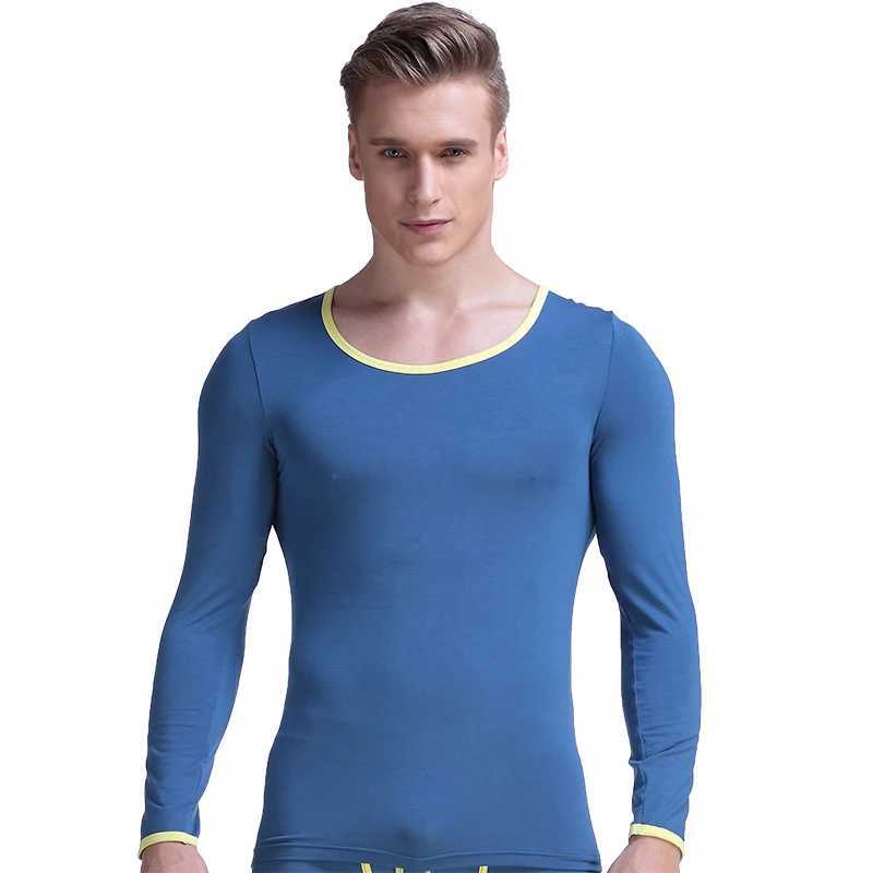 Mens big round neck tight-fitting basic thermal underwear Modell autumn thin single base shirt low collar on the clothes G251215