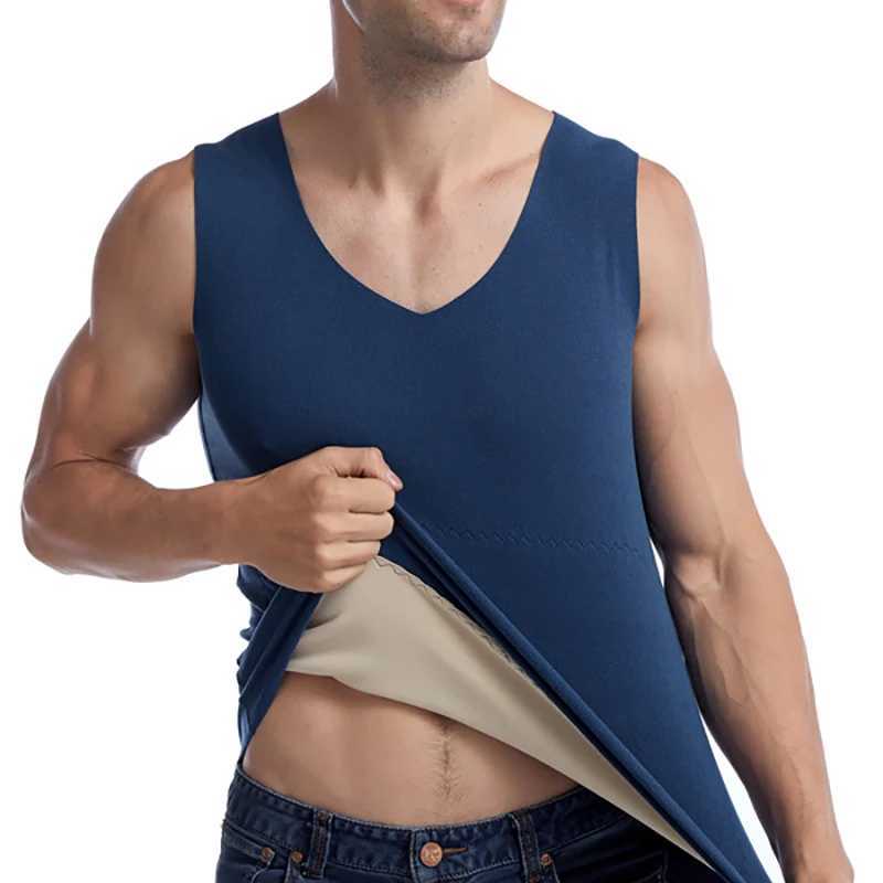 Mens Warm Velvet Vest Tops Autumn Winter Derong Thicken Patch Vest Seamless Base Coat Slim Comfort Top XL-3XL High Elasticity G251215