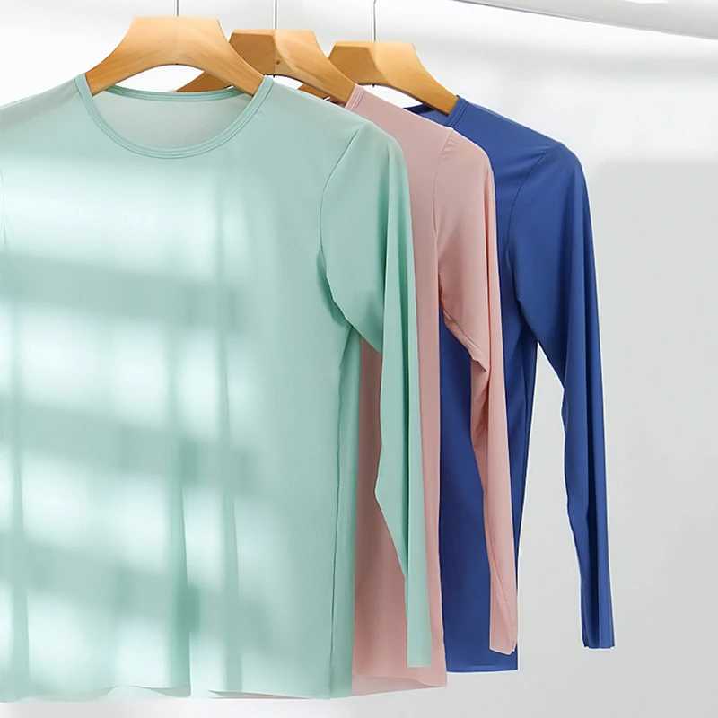 Mens Undershirt Thermal Underwear Tops Super Thin Men Ice Silk Underwear Sheer T Shirts Long Johns Male Long Sleeves Tops Tees G251215
