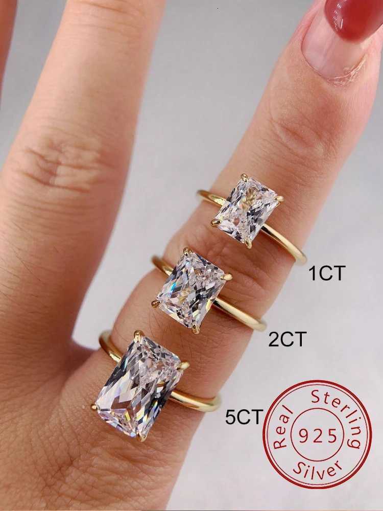 925 Sterling Silve Luxury Shiny 1-5CT Zircon Rectangle Ring For Women Engagement Wedding Gorgeous High Quality Fine Jewelry M251215