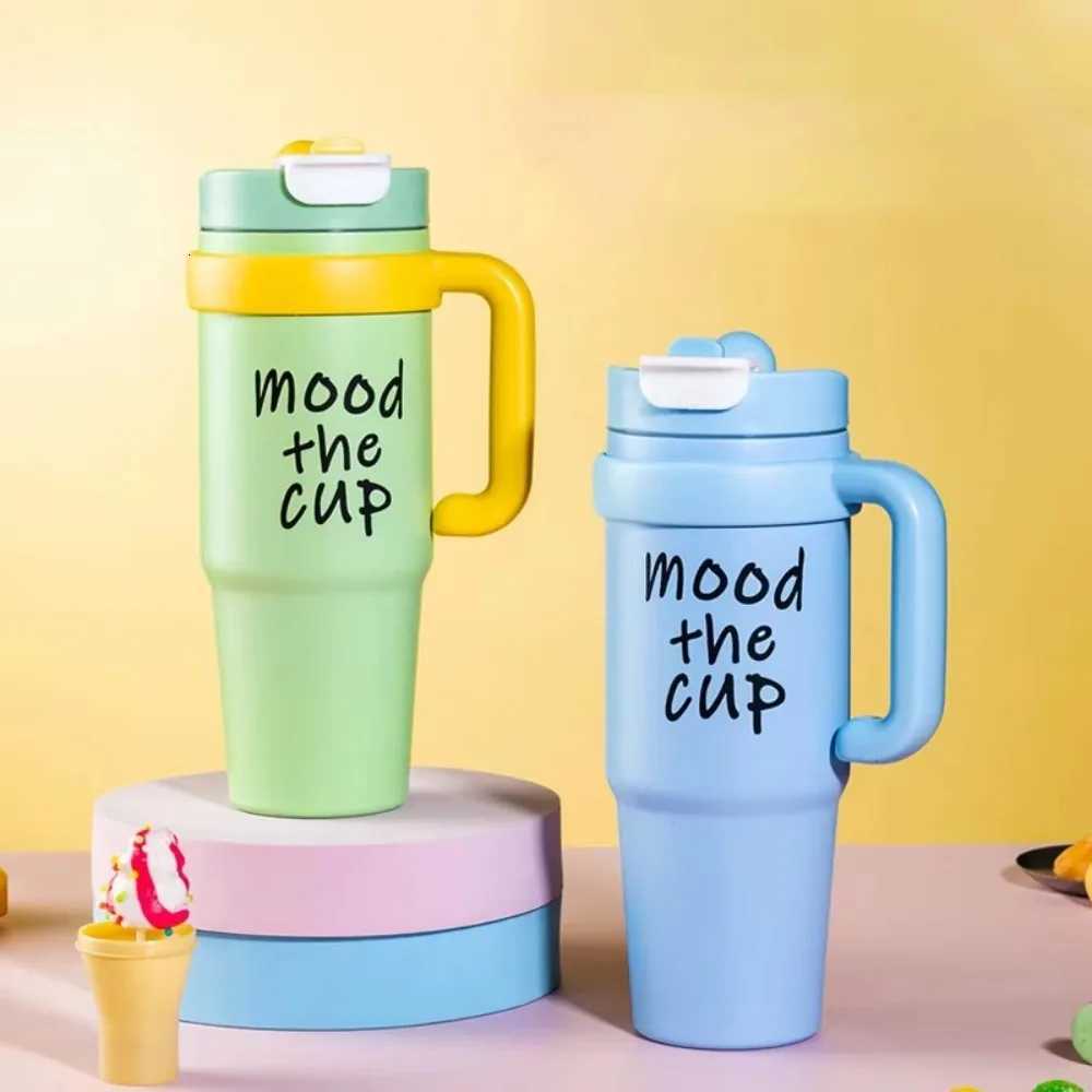 Large Capacity Straw Cup 1000ML Thermal Water Bottle Car Portable Coffee Cup Insulation Cup Insulation Bottle Insulation Cup H251215