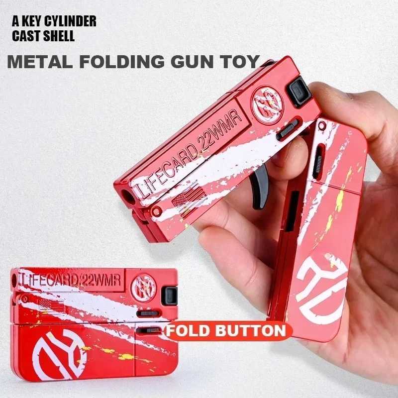 LifeCard Folding Toy Pistol Handgun Toy Card Gun Soft Bullets Alloy Shooting Model Adults Children Boys Birthday Gifts W251215