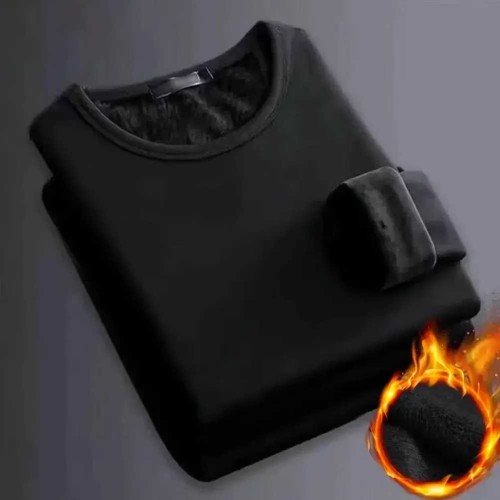 Winter Mens Long-sleeved Thermal Underwer T-Shirt Fleece Bottoming Shirt Round Neck Shirt Autumn Plus Velvet Padded T-shirt G251215