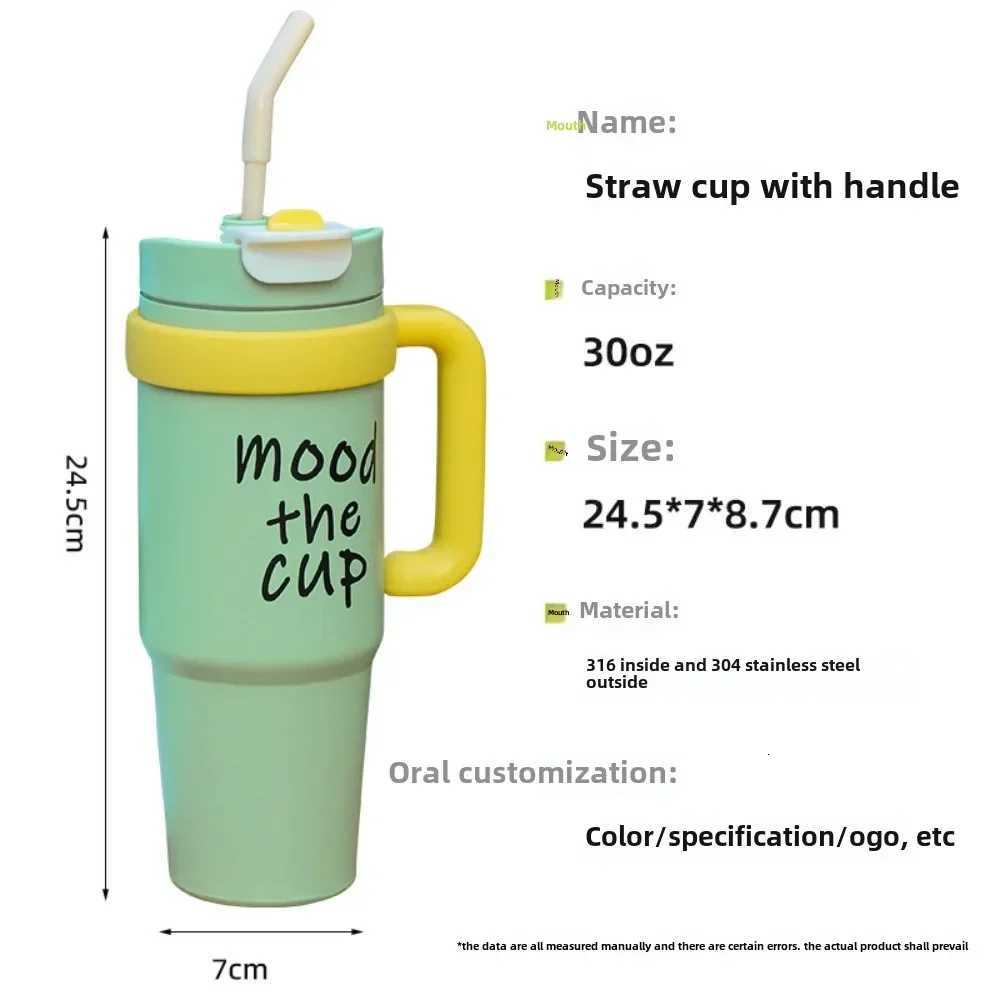 Big Mac 30oz Thermos Cup Girls Stainless Steel Large Capacity Ice Cup with Straw Double Drinking Ton Water Cup H251215