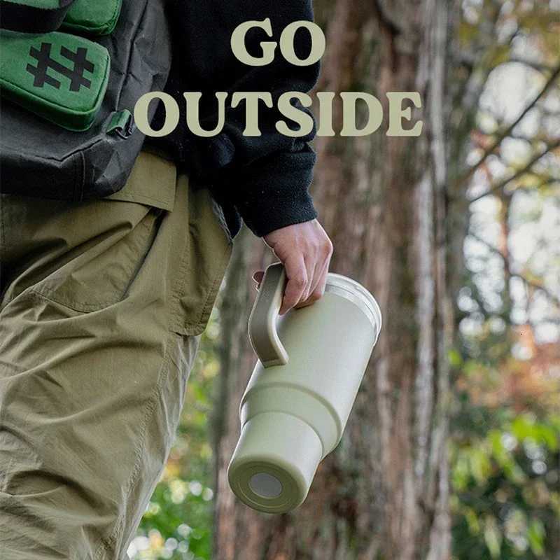 Tyeso 900/1200ml Stainless Steel Vacuum Cup Car Insulated Coffee Cup with Handle Outdoor Mountain Climbing Portable Water Cup H251215