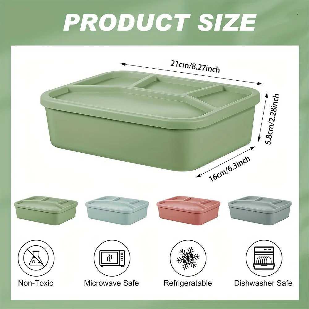 1pc Premium simple style silicone lunch box four cpartments lunch box with cpartments microwave safe dishwasher safe H251213