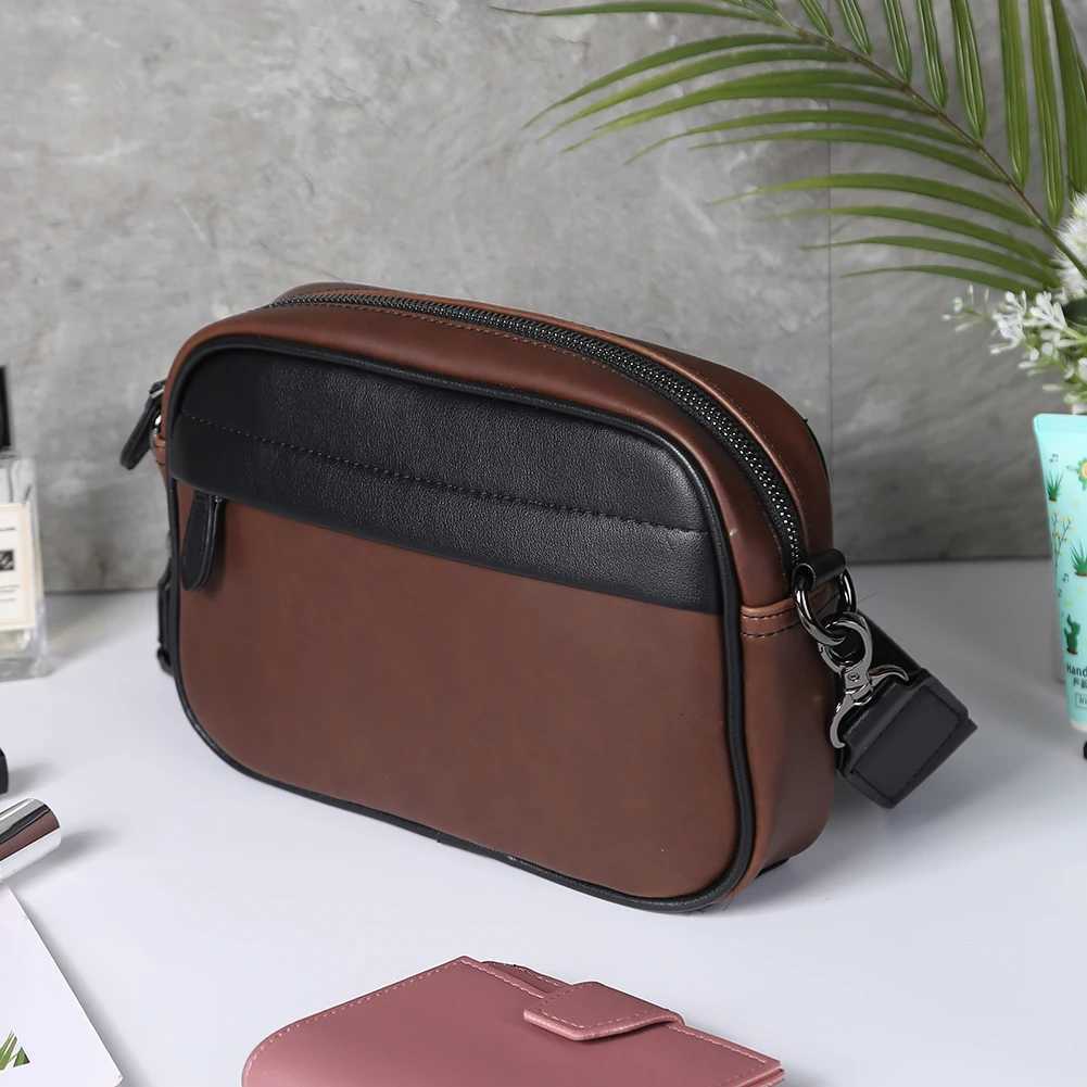 Mens Leather Crossbody Satchel Classic Pattern Business Sling Bags Male Casual Shoulder Crossbody Bag Small Square Plaid BagsT251215