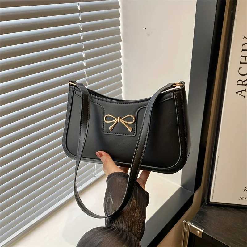 Solid Color Bowknot Shoulder Bag Elegant Small Square Bag Suitable for Women Handbags Zipper ClosureFashion Underarm BagT251215