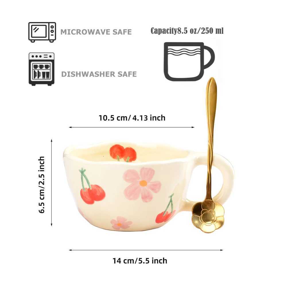 Ceramic gs Coffee Cups Hand Pinched Irregar Flower Milk Tea Cup Ins Korean Style Oatmeal Breakfast g Drinkware Kitchen H251215