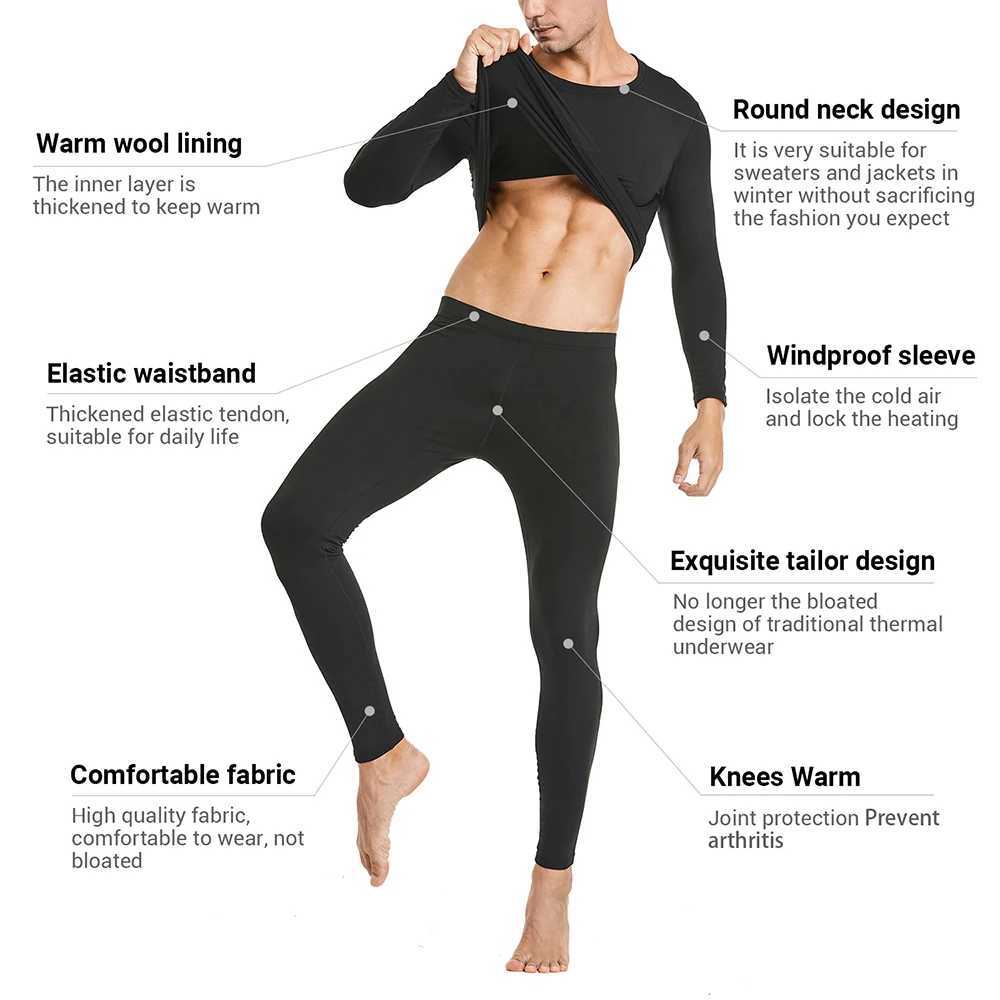 Thermal Underwear Set Men Winter Clothes Thermal Shirt Tights Round Neck Thin Slim Fit Long Sleeve T-shirt Long Johns Suit G251215