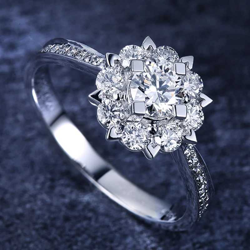 Luxury 925 Sterling Silver Classic Ring for Women snowflake jewelry simple 30ct diamond ring imitation diamond womens ring M251215