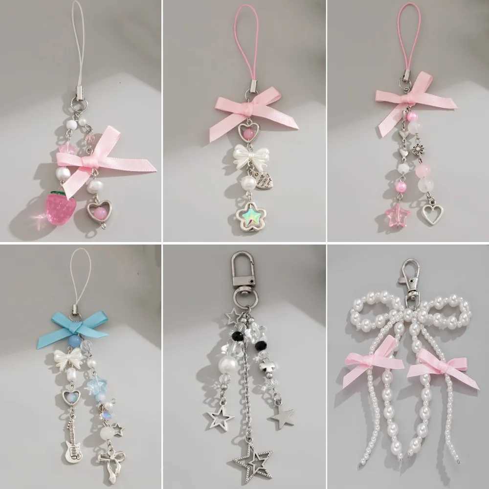 Y2k Fashion Keychain Flower Star Love Bow Strawberry Pendant Acrylic Key Chain Student Women Bag Backpack Keychain Accessories M251215