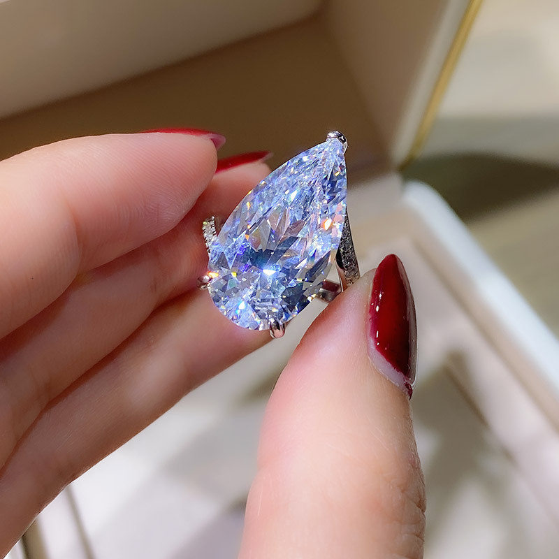 Designer Ring Luxury Jewelry Red Elk S925 Pure Silver Women's High-end Pear Shaped Moissanite High-end Accessories Fashionable And Elegant