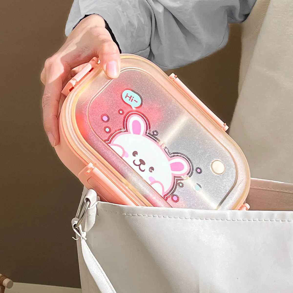 WORTHBUY Portable Plastic Lunch Box With Detachable 3-Cpartments Cute Divided Food Container For Kids Students Microwave Safe H251213