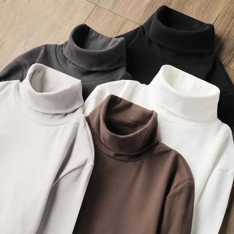 Thermal Underwear Tops Winter Warm High Collar Long Sleeves Mens Double-sided German Velvet Slim Fit Plus Velvet Inner Wear G251215