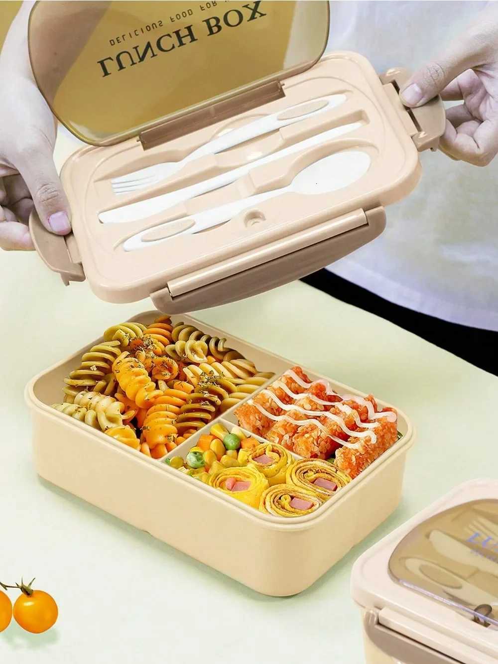 1Pc Bento Box Adt Lunch Box With 4 CpartmentsUtensils Sauce Jar ffin Liners MicrowaveDishwasher Safe Back To School H251213