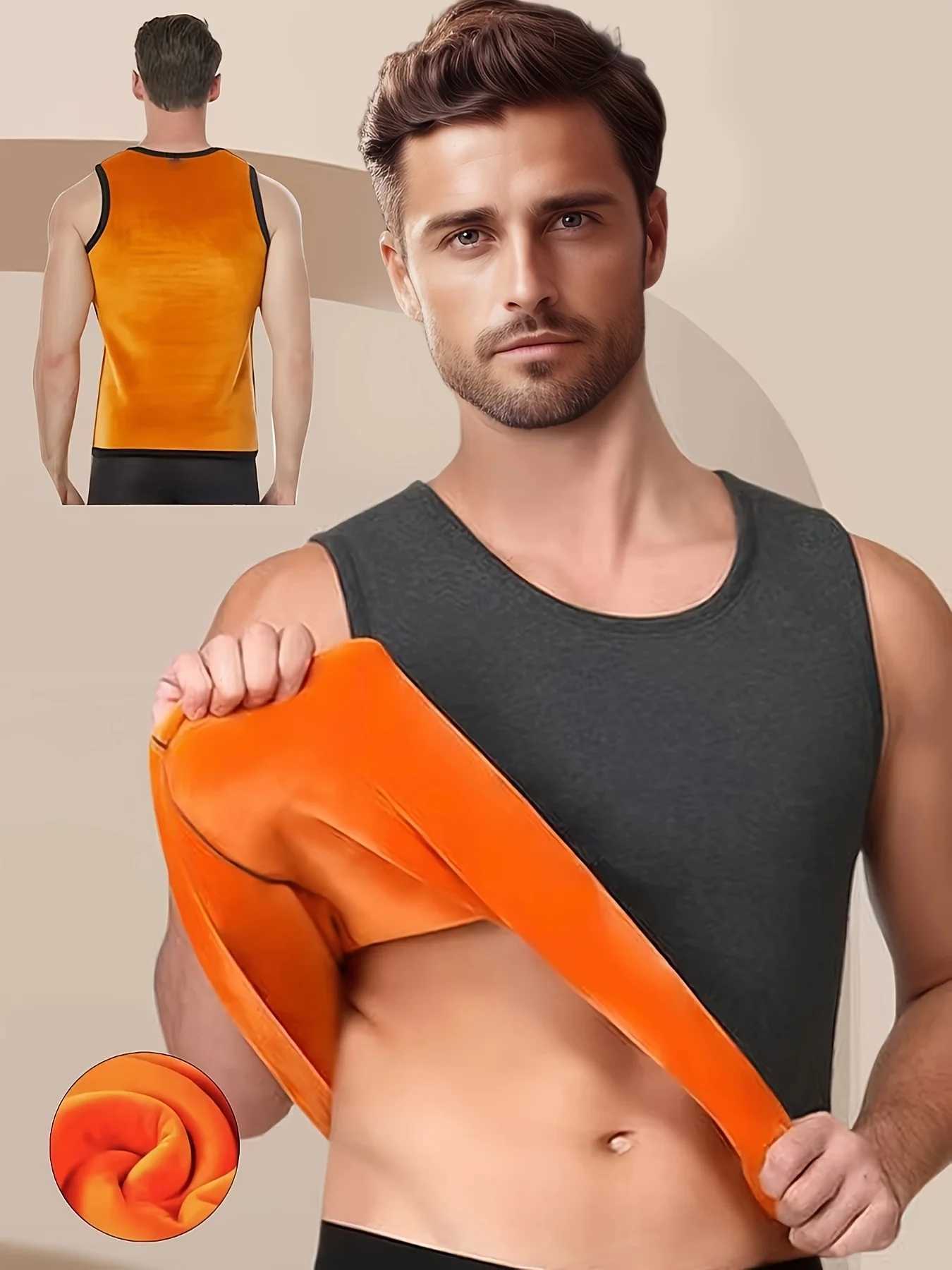 Mens Winter Thermal Vest Thickened Fleece Lined Solid Color Warm Underwear Base Layer Single Piece Cold Resistance Top G251215