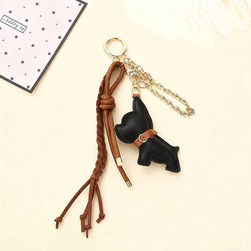 Leather Puppy Dog Keychain For Women Ornament Creative Rope Pendant Student Friends Family Gift M251215