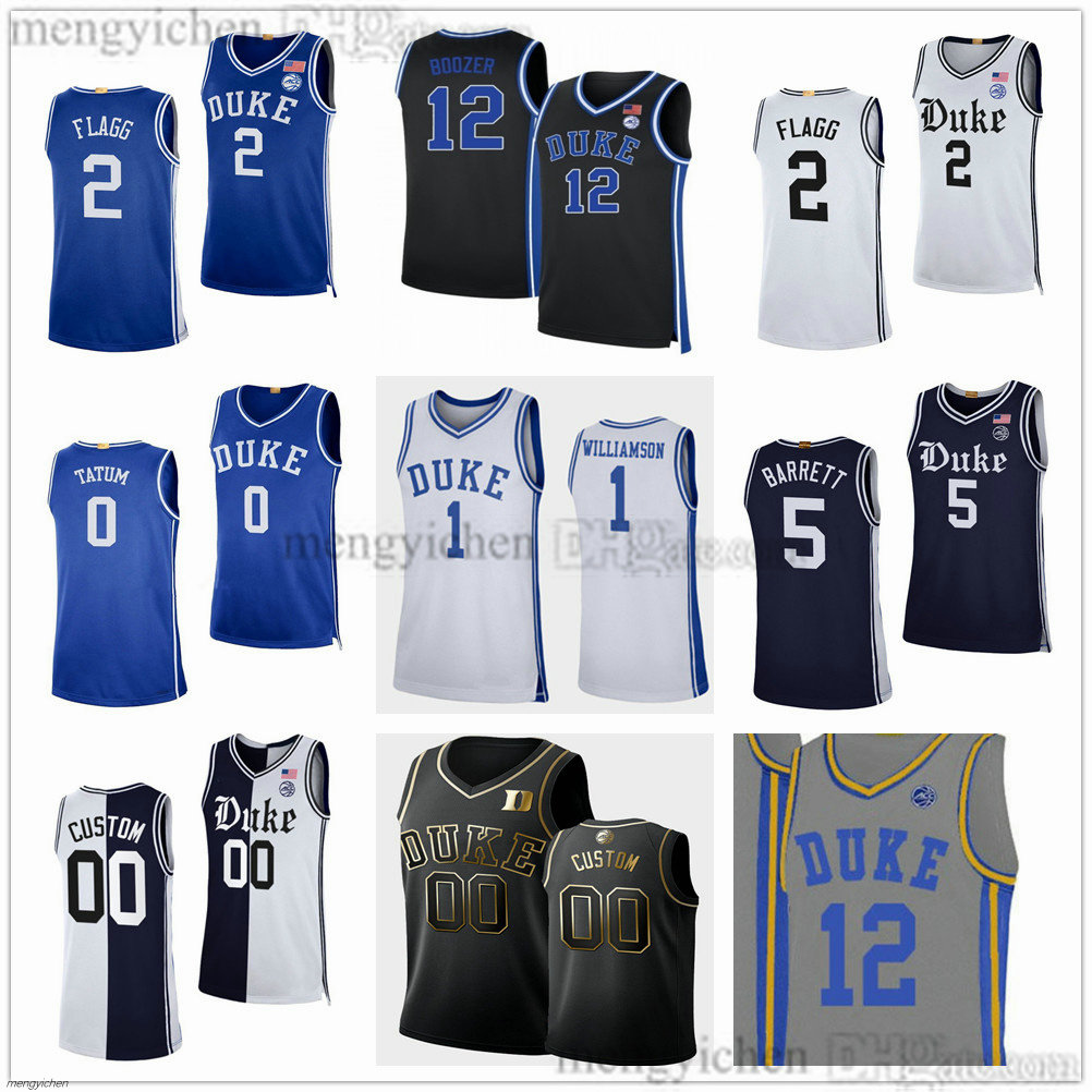 Men's Duke College Blue Devils Basketball Jersey 12 Cameron Boozer Cayden 2 Cooper Flagg 0 Jared McCain 0 Tatum 1 Irving 1 Williamson 3 Isaiah Evans 7 Dame Sarr Printed