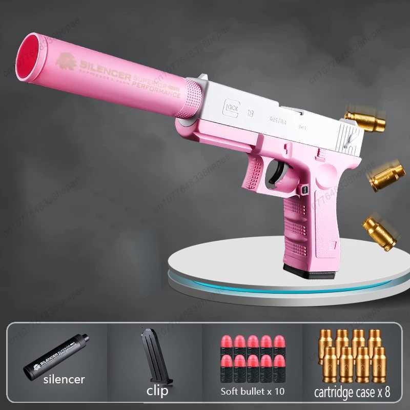 G17 Soft Bullet Toy Gun Shell Ejection Foam Darts Pistol Desert Eagle Airsoft Gun With Silencer For Kid AdultXJ251215