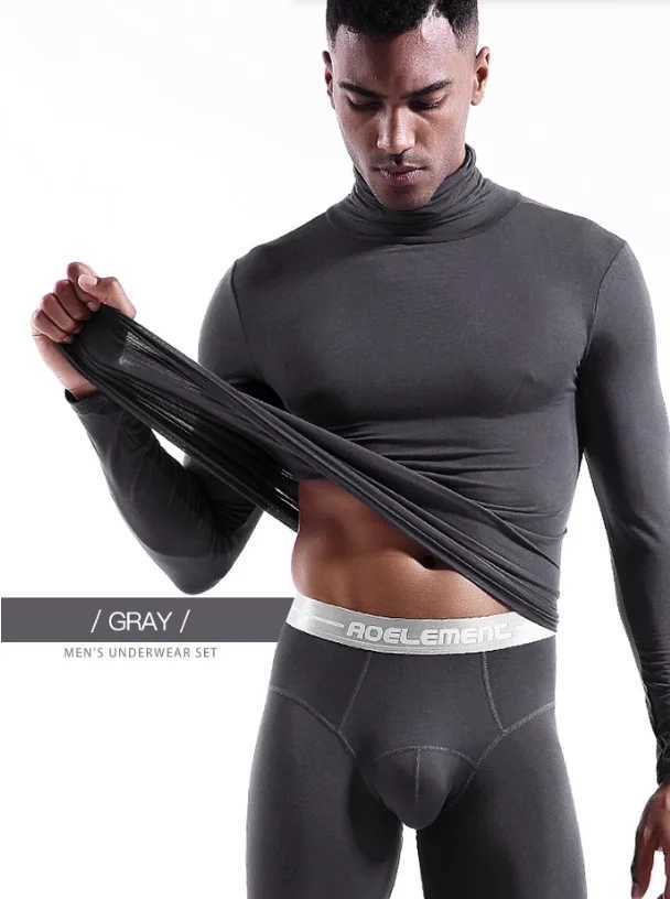 Mens Modal Underwear Backing Shirt Slim and Slim Large Elastic facial mask T Long Sleeve High Collar Milk Silk Slip Top G251215