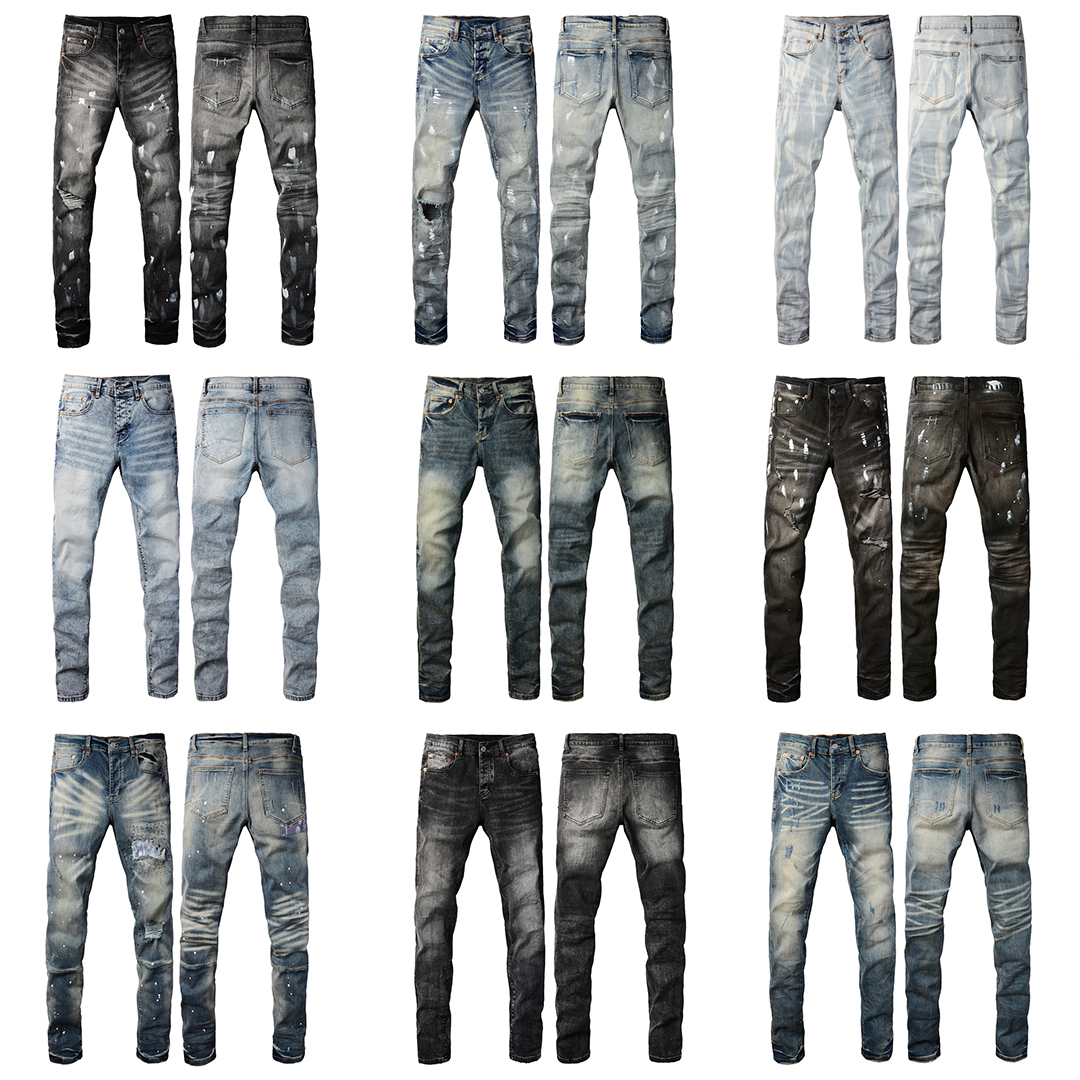Mens Designer Purples Jeans Fashion Ripped Joggers Slim Fit Jeans Denims For Man Hip Hop Distressed Pants High Quality
