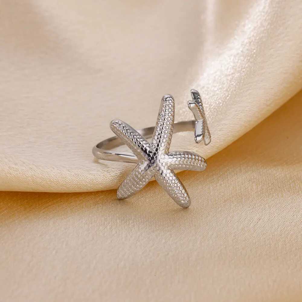 Stainless Steel Starfish Open Rings For Women Gold Color Geometric Adjustable Ring Wedding Party Fashion Jewerly Gift anillos M251215