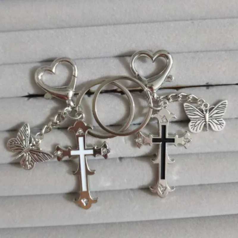 Y2K Butterfly Keychain Sweet Cool Bag Pants Cross Pendant Keyring Y2k Fashion Pendant Key Chain Vintage Aesthetic Accessory M251215