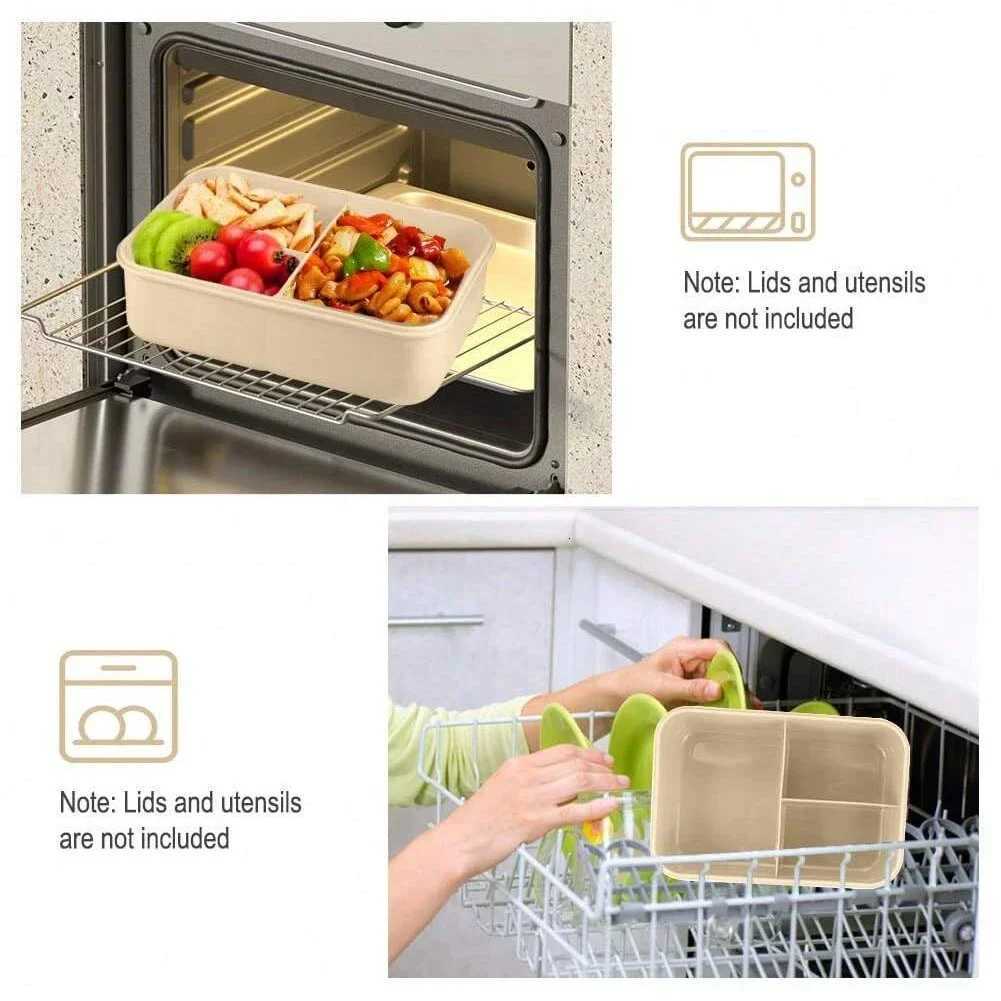 Cpartment Lunch Box Portable Kids Students Off Bento Box With Fork and Spoon Microwave Food Storage Container for Picnic H251213