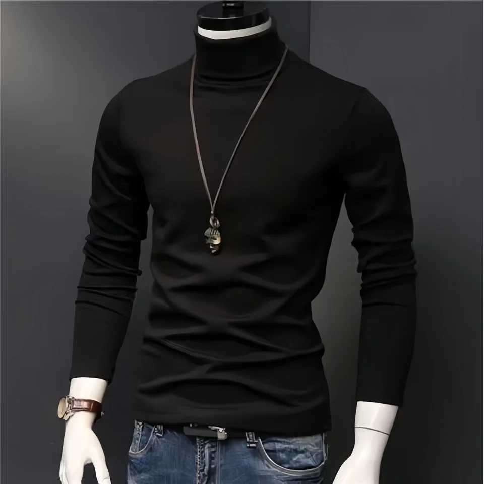 New Mens Thermal Underwear Top Slim Fit Long Sleeve High Neck Shirt Autumn Winter Clothes Thin Tights for Cold Weather G251215