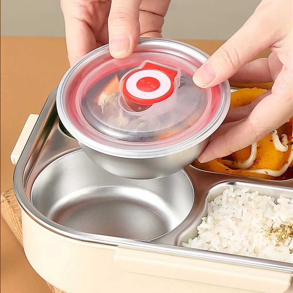 304 stainless steel bento box four cpartment dining box with soup bowl chopsticks and spoon suitable for off workers H251213