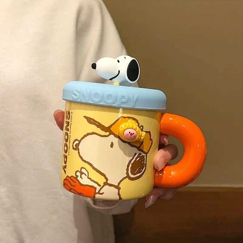 Cartoon Anime High-Looking Ceramic Coffee Cup g Gift with Cover for He and Off Couples H251215